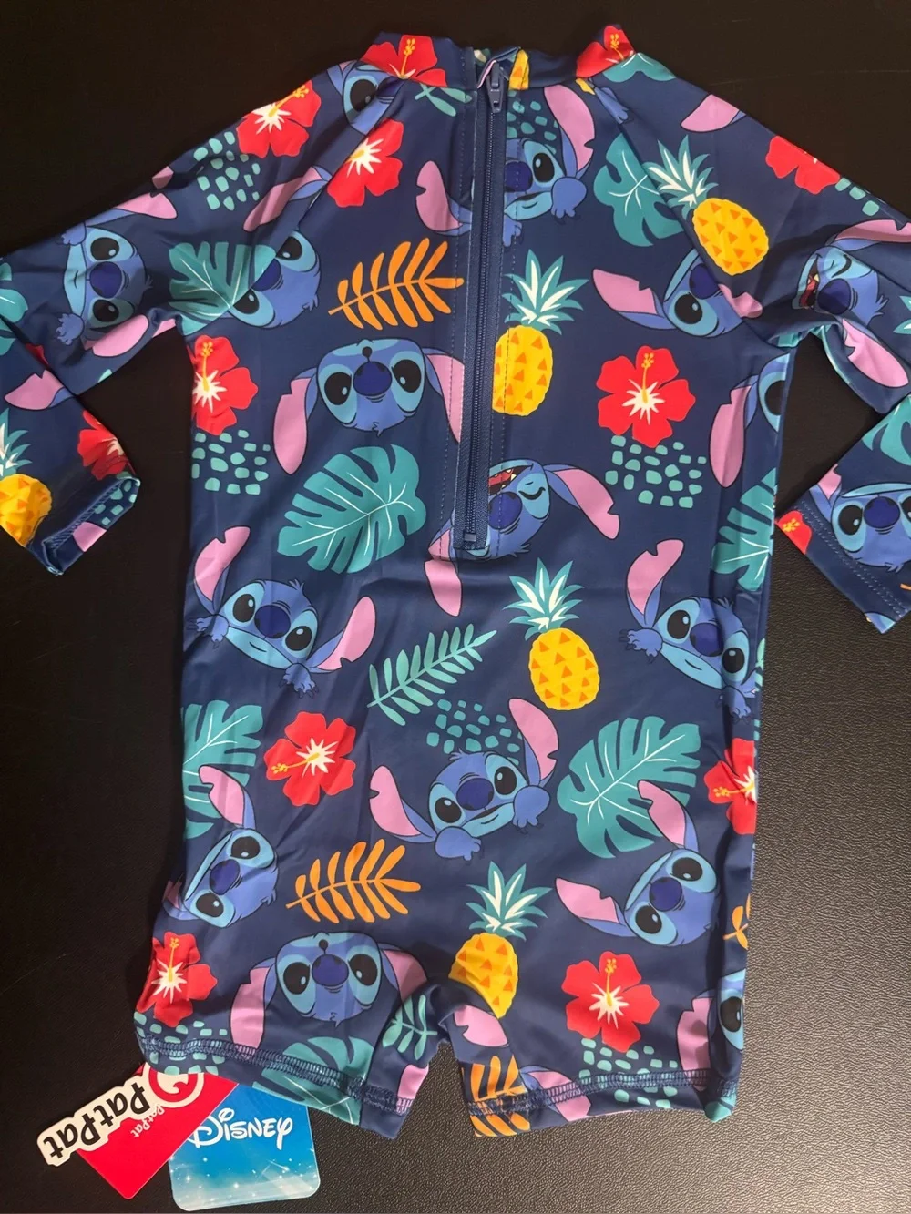 Patpat Disney Stitch Tropical Long Sleeve Rash Guard 9M-12M Swimsuit. New.